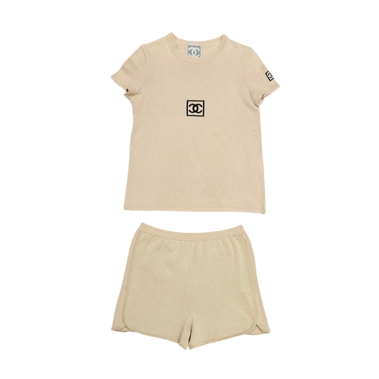 Chanel Beige Logo Short Set