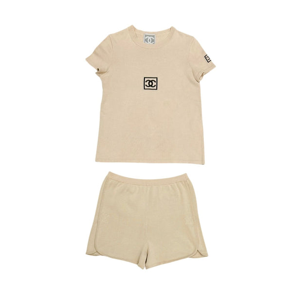 Chanel Beige Logo Short Set