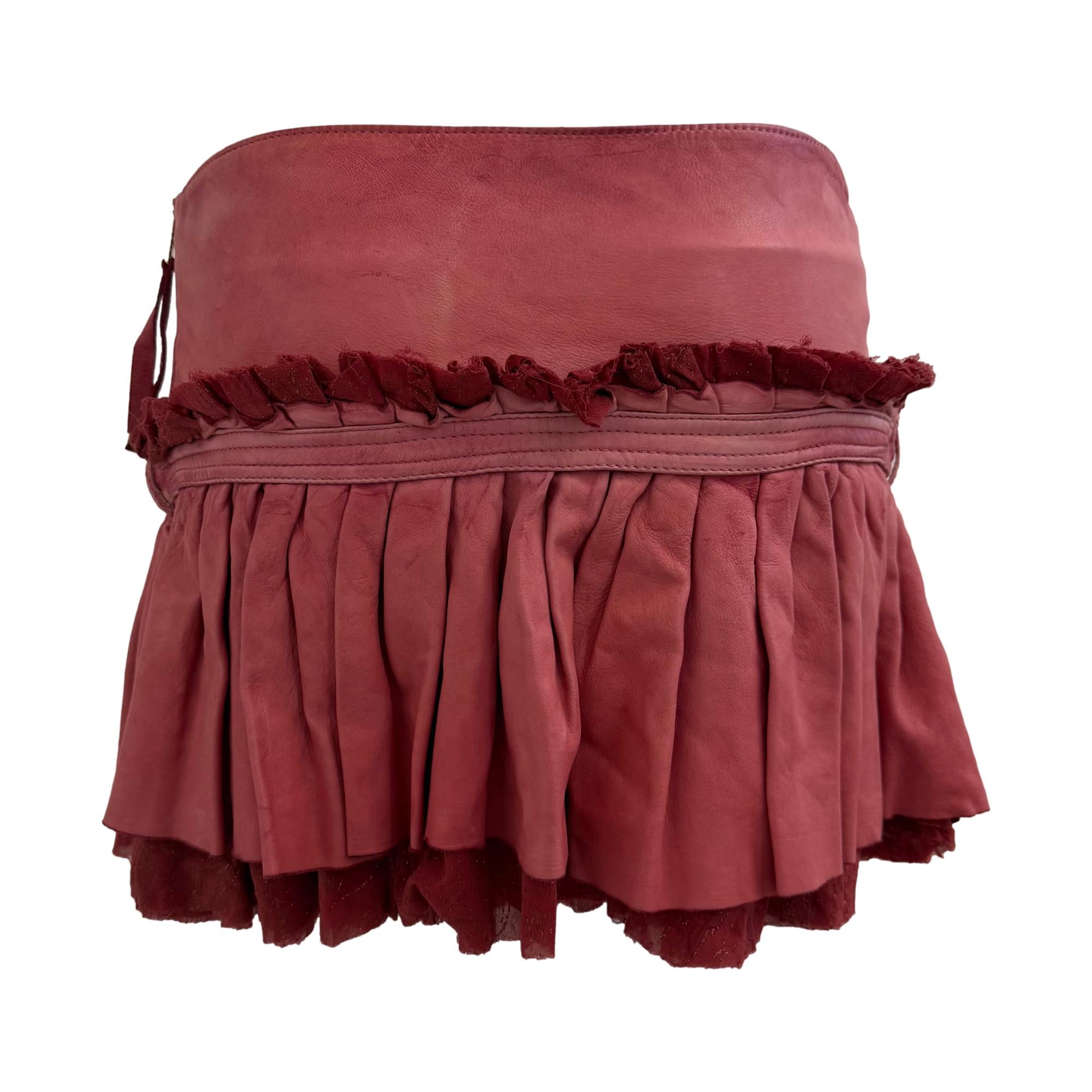 Roberto Cavalli Pink Leather Low Rise Skirt