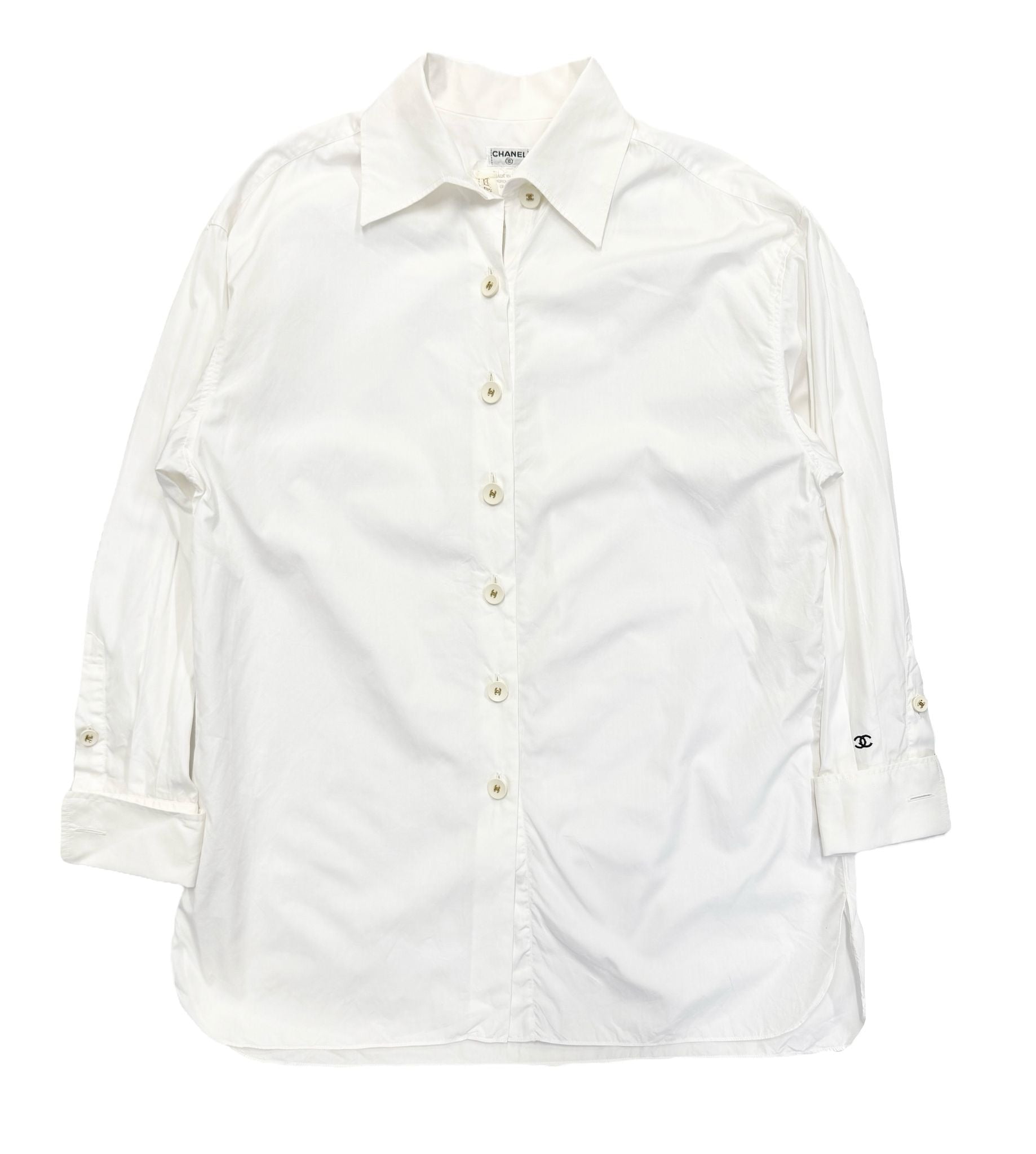 Chanel White Logo Button Down