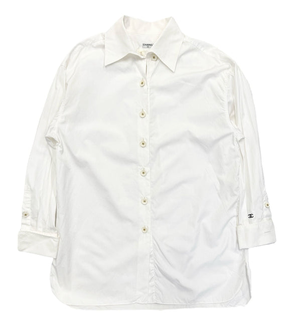Chanel White Logo Button Down
