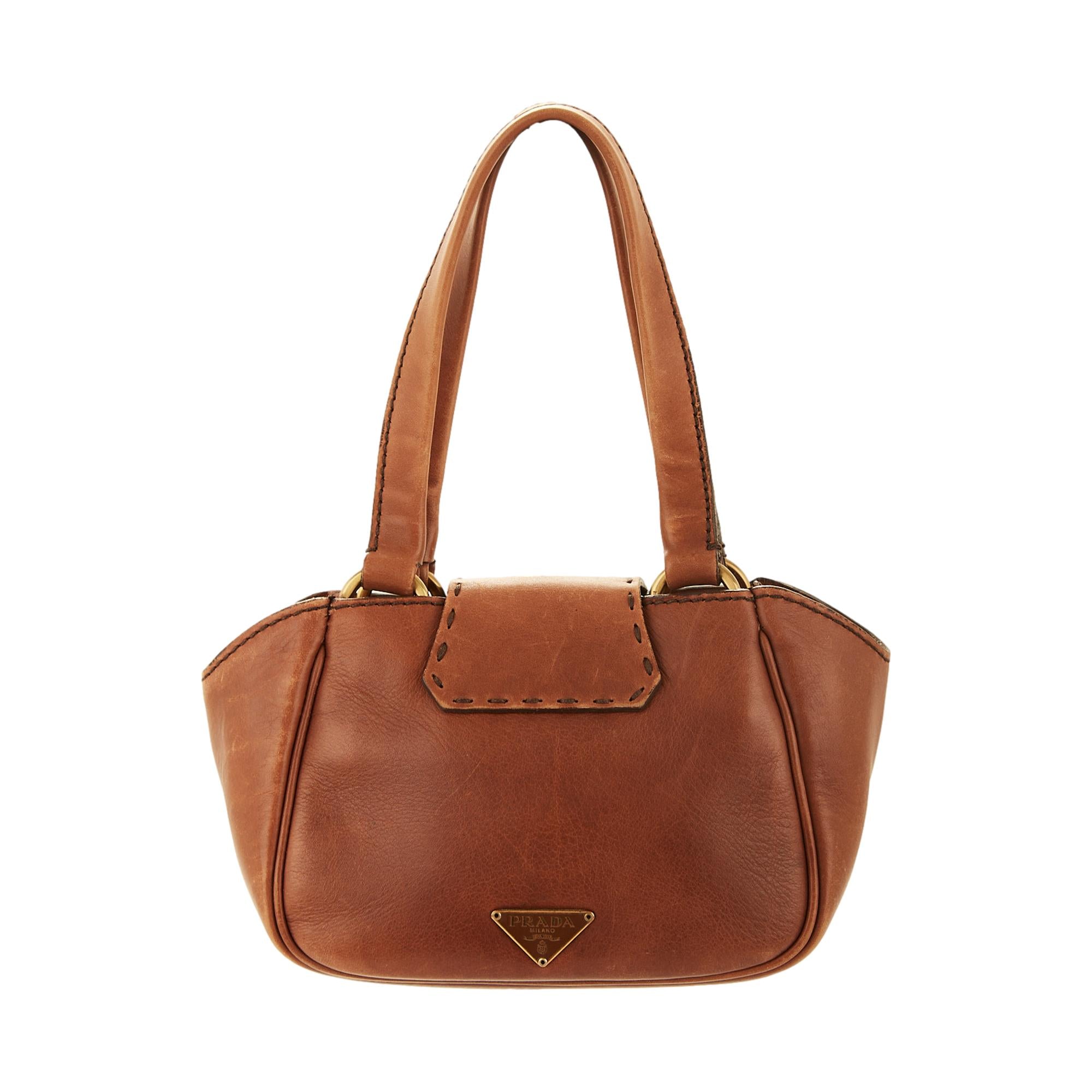 Prada Mini Brown Leather Toggle Bag