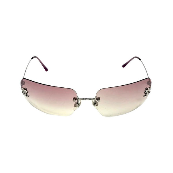 Chanel Pink Rhinestone Rimless Sunglasses