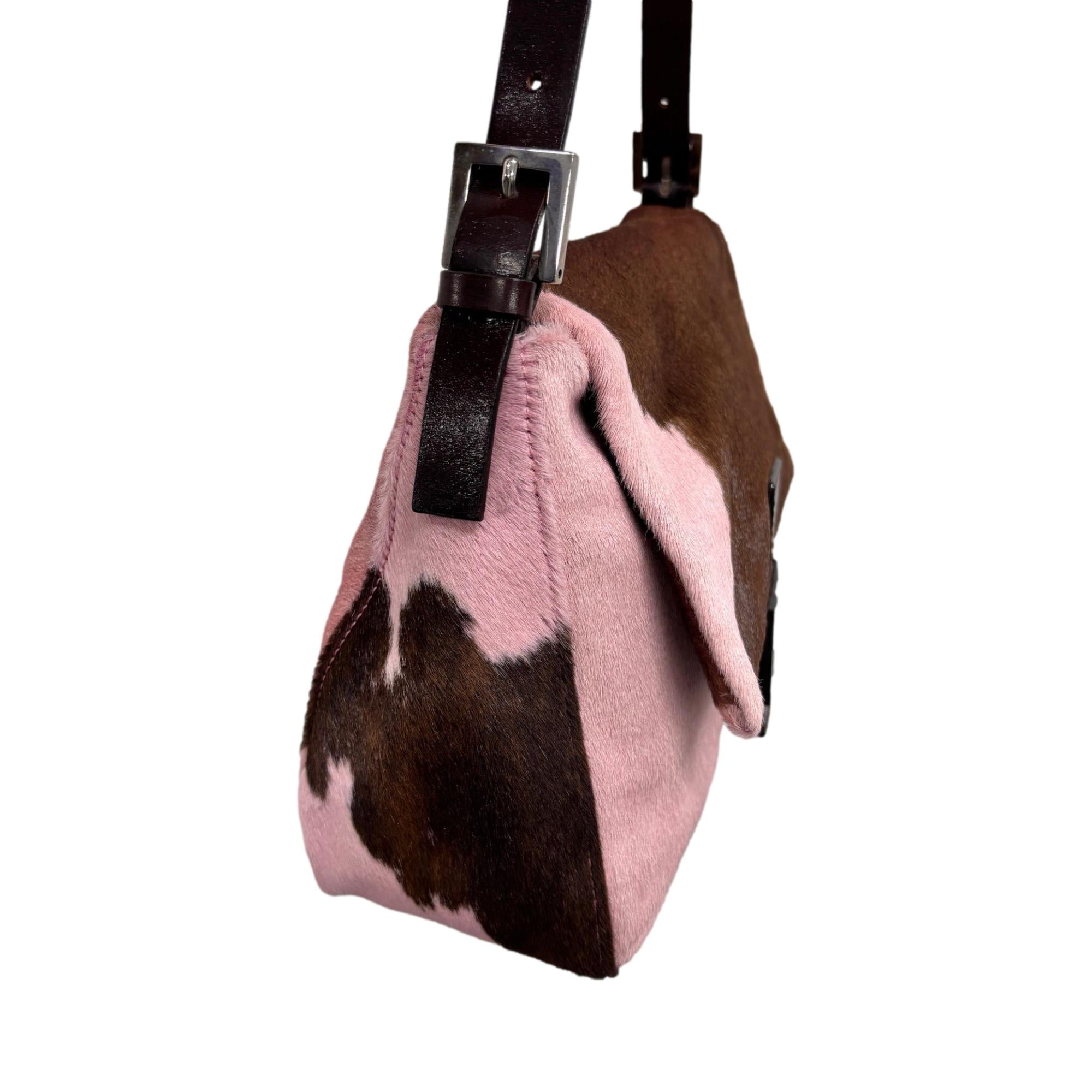 Fendi Pink Cow Print Mama Baguette Bag