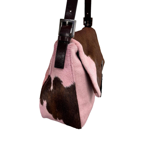 Fendi Pink Cow Print Mama Baguette Bag