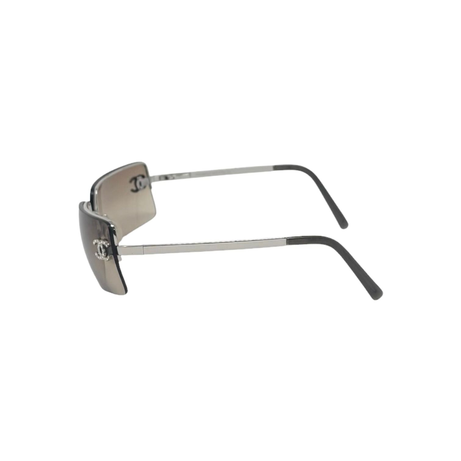 Chanel Smoke Rhinestone Rimless Sunglasses