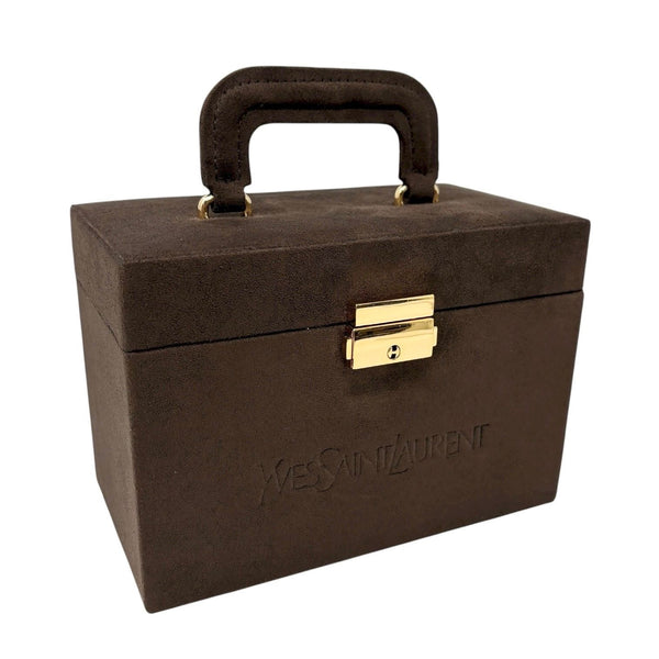YSL Brown Suede Logo Box Bag