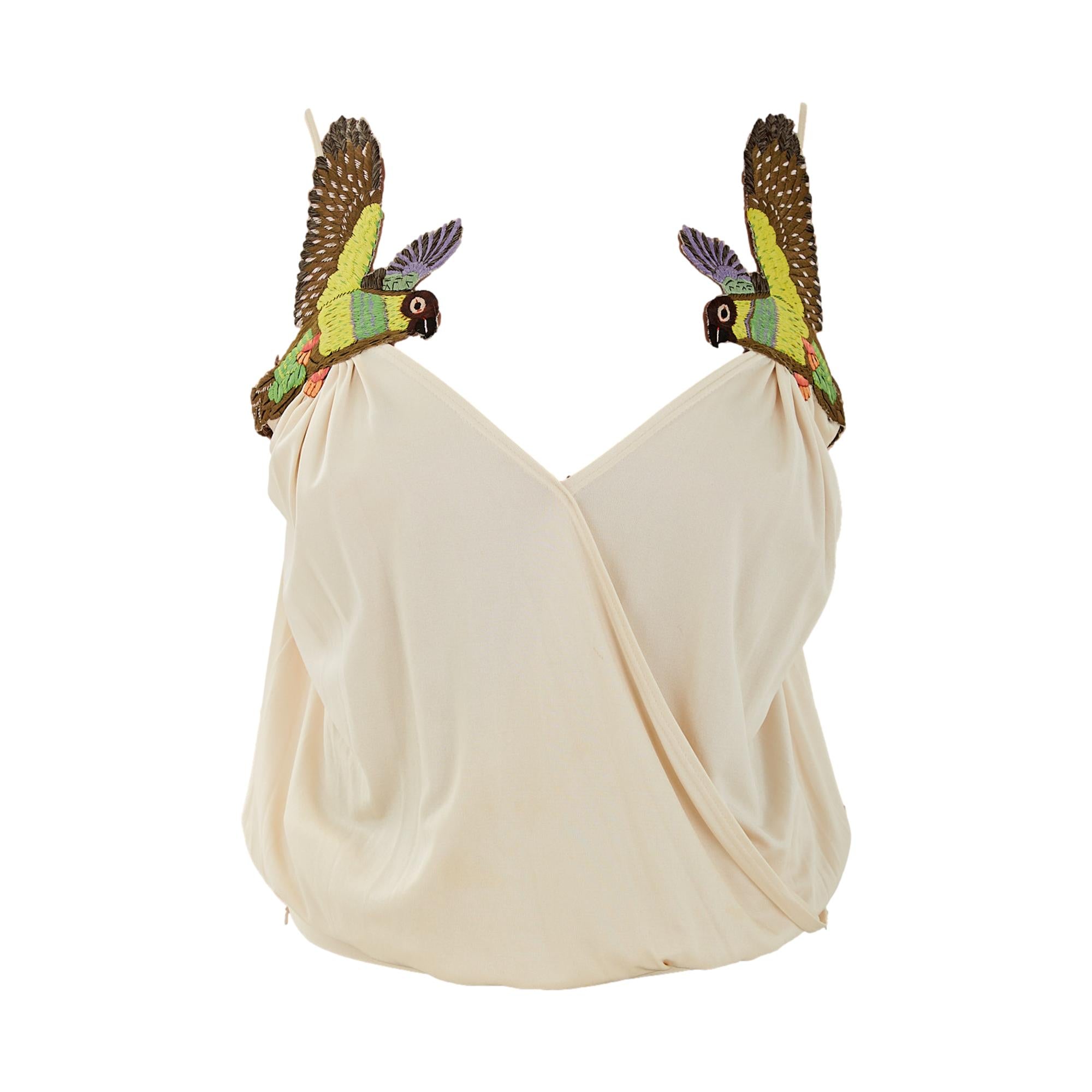 Chloe Ivory Parrot Applique Top