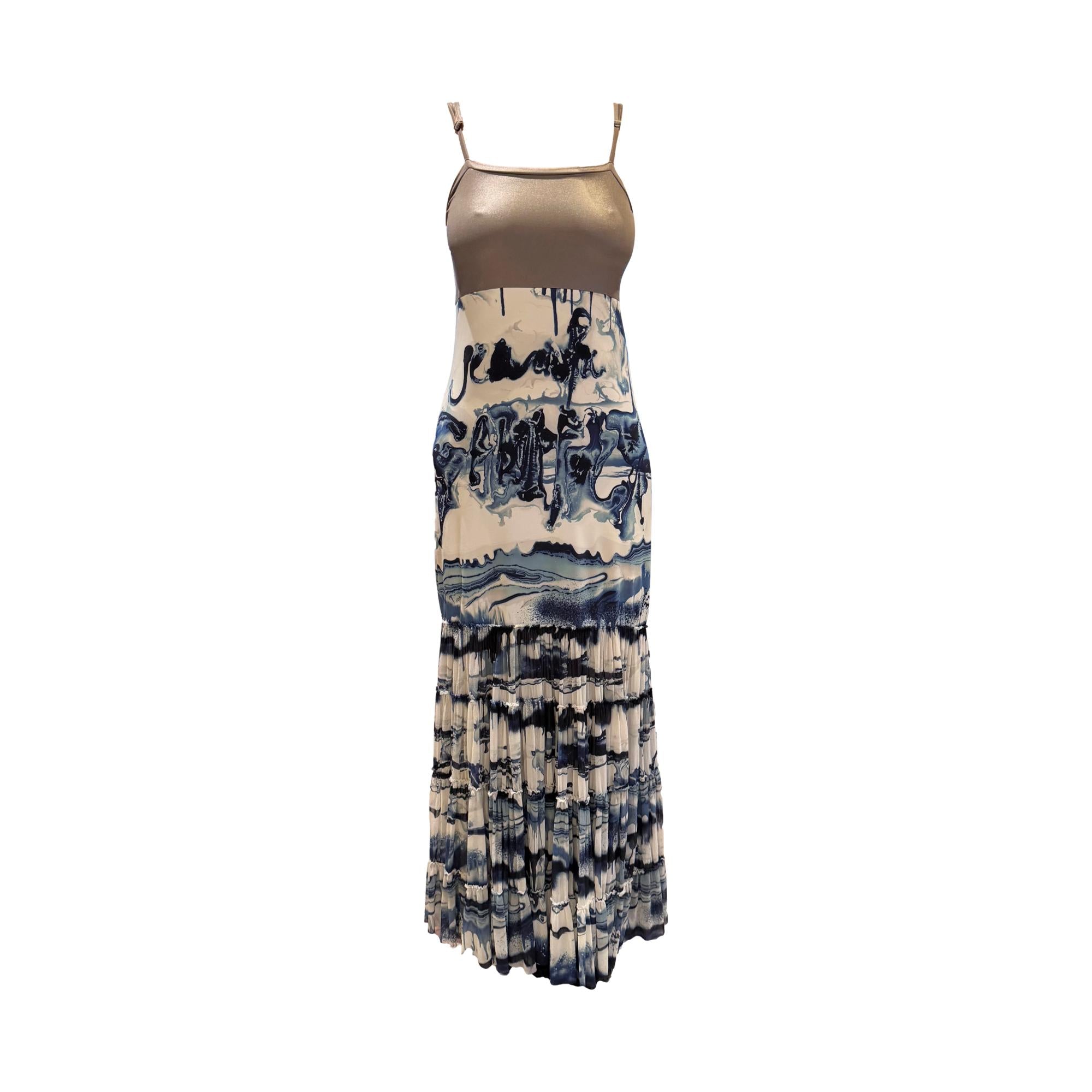 Jean Paul Gaultier Blue Print Maxi Dress
