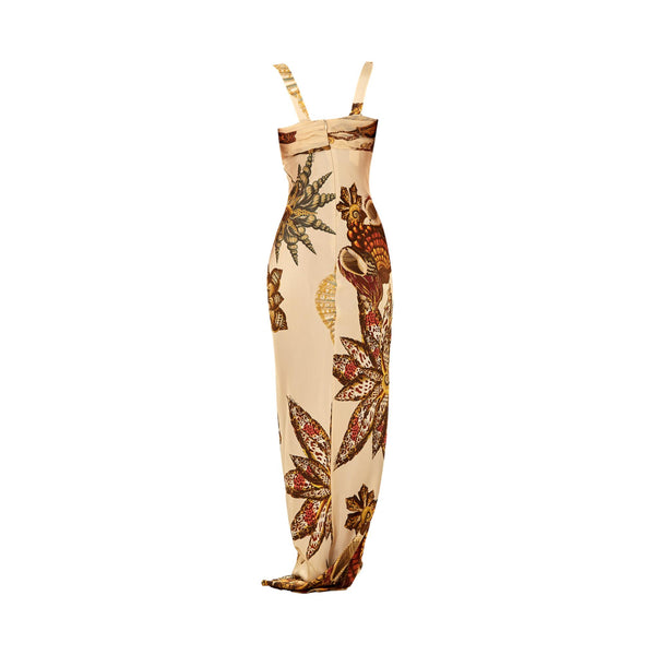 Roberto Cavalli Ivory Silk Print Gown