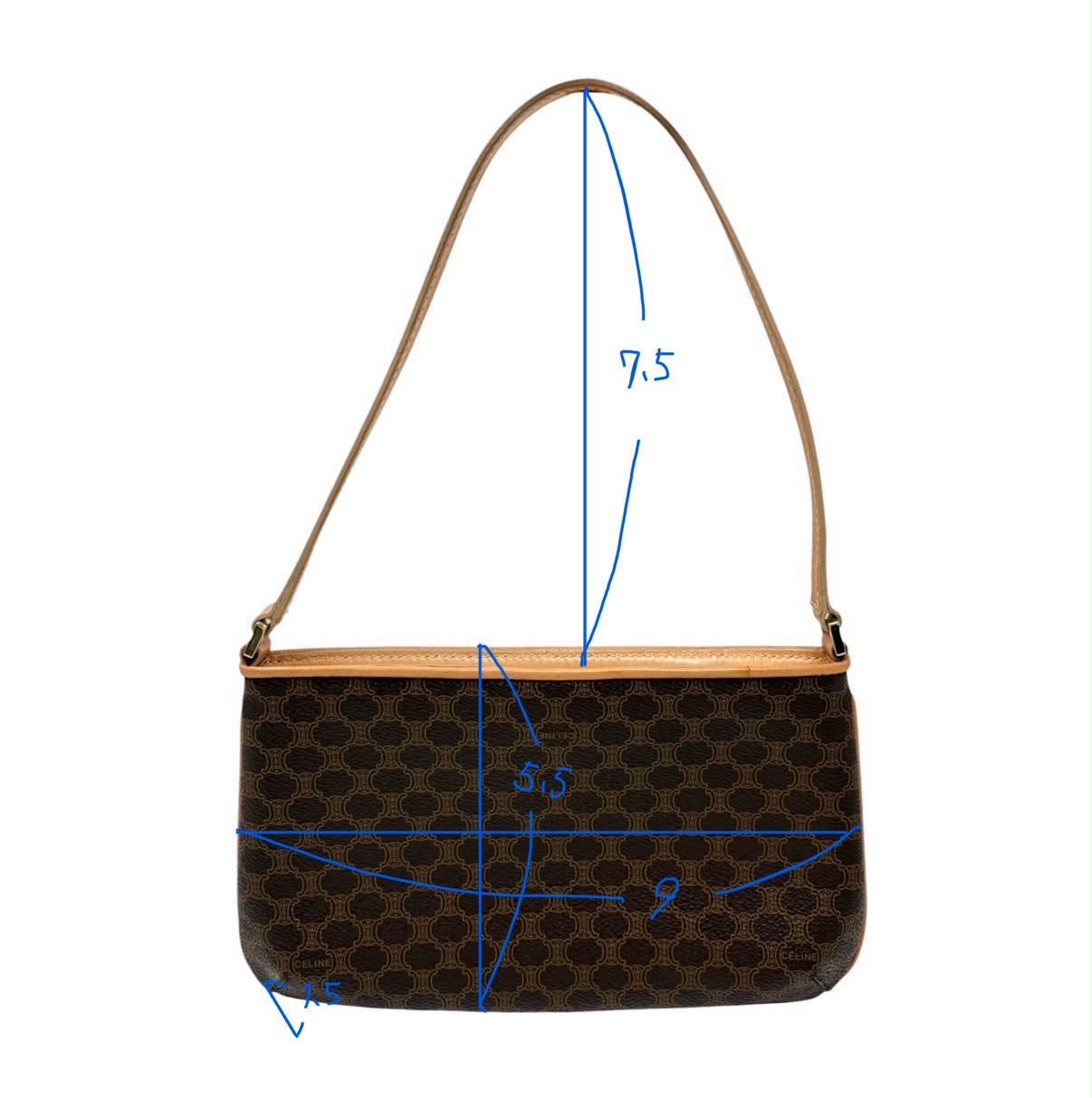 Celine Brown Leather Logo Shoulder Bag