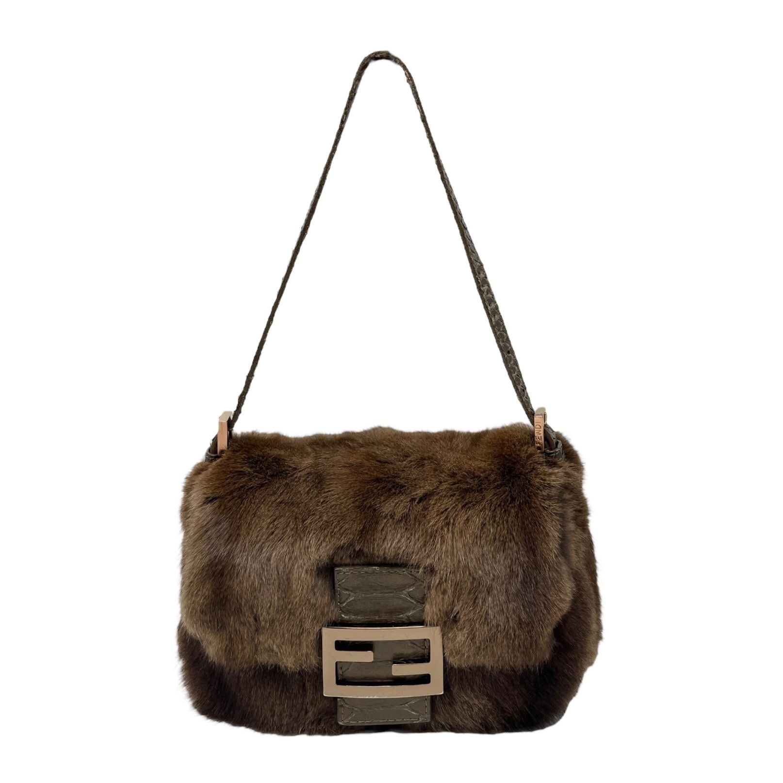 Fendi Brown Mini Fur Baguette