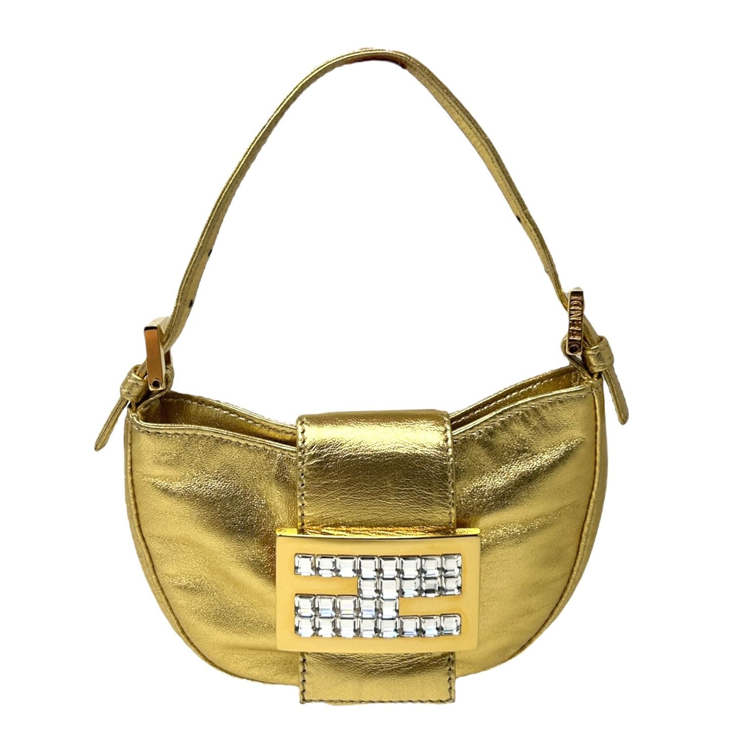 Fendi Gold Mini Rhinestone Croissant Bag