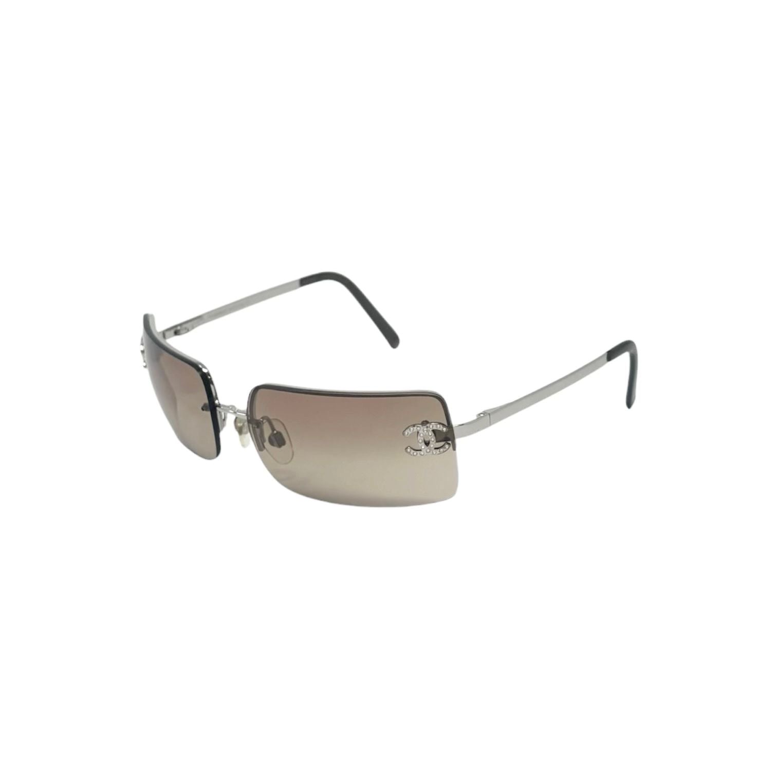 Chanel Smoke Rhinestone Rimless Sunglasses