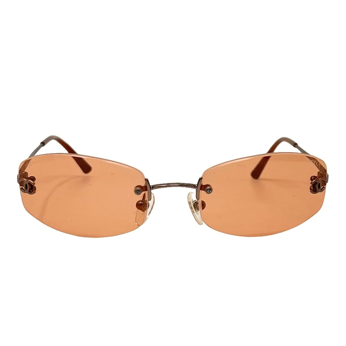 Chanel Amber Logo Rimless Micro Sunglasses