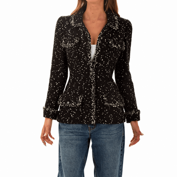 Chanel Black + White Logo Jacket