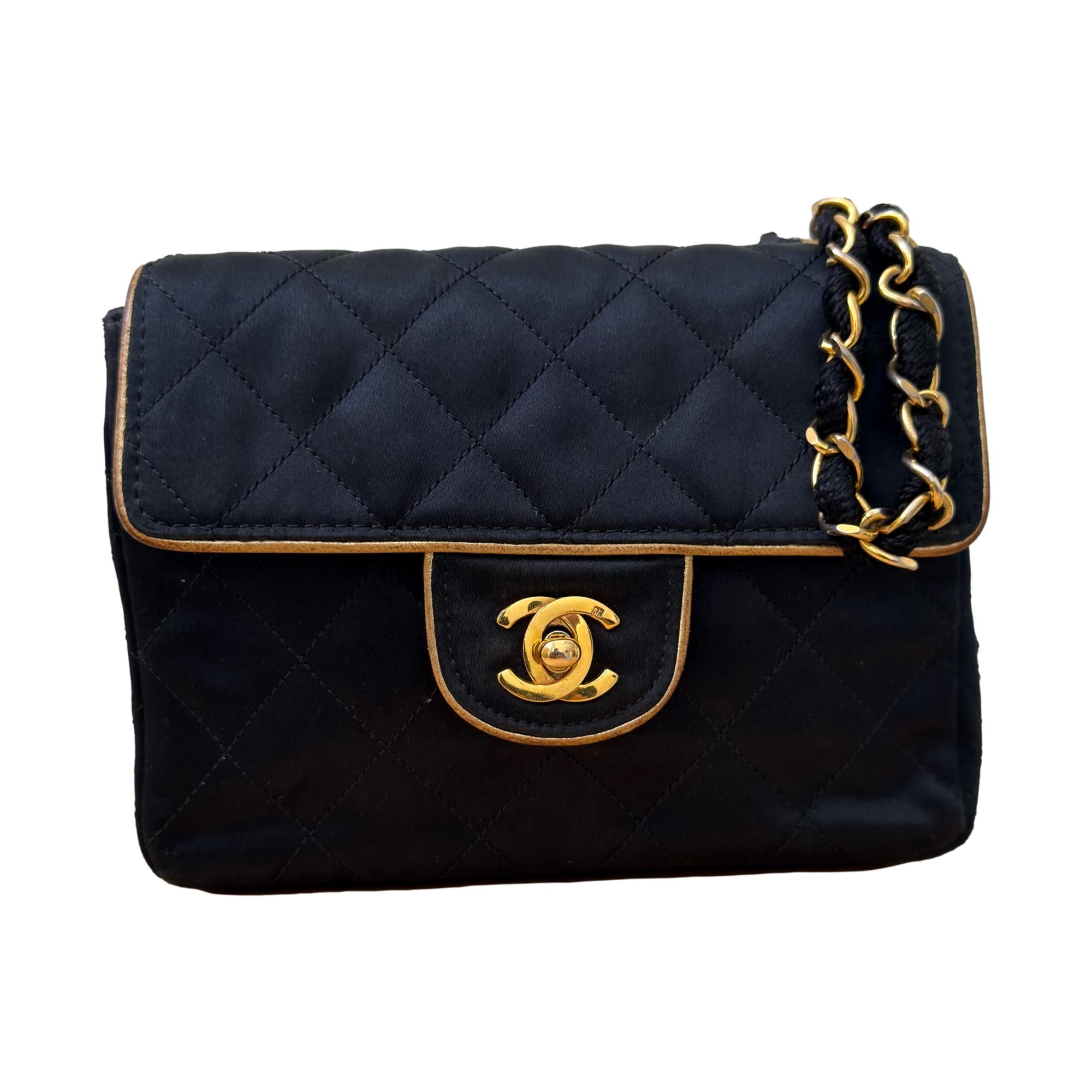 Chanel Black Satin Mini Flap Bag