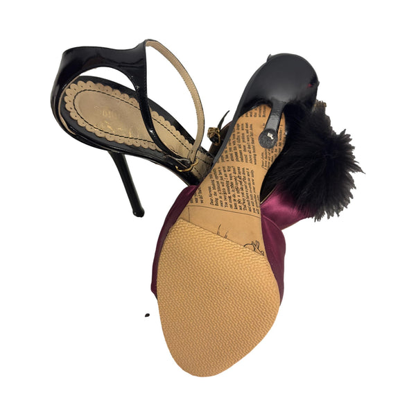 John Galliano Pink + Black Fur Stiletto Heels