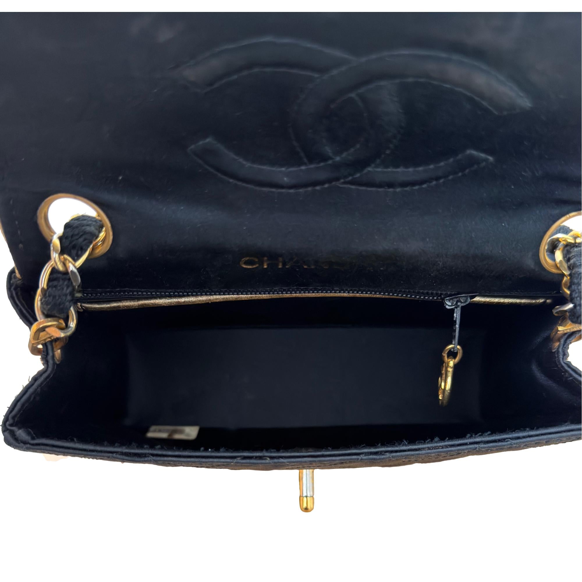 Chanel Black Satin Mini Flap Bag