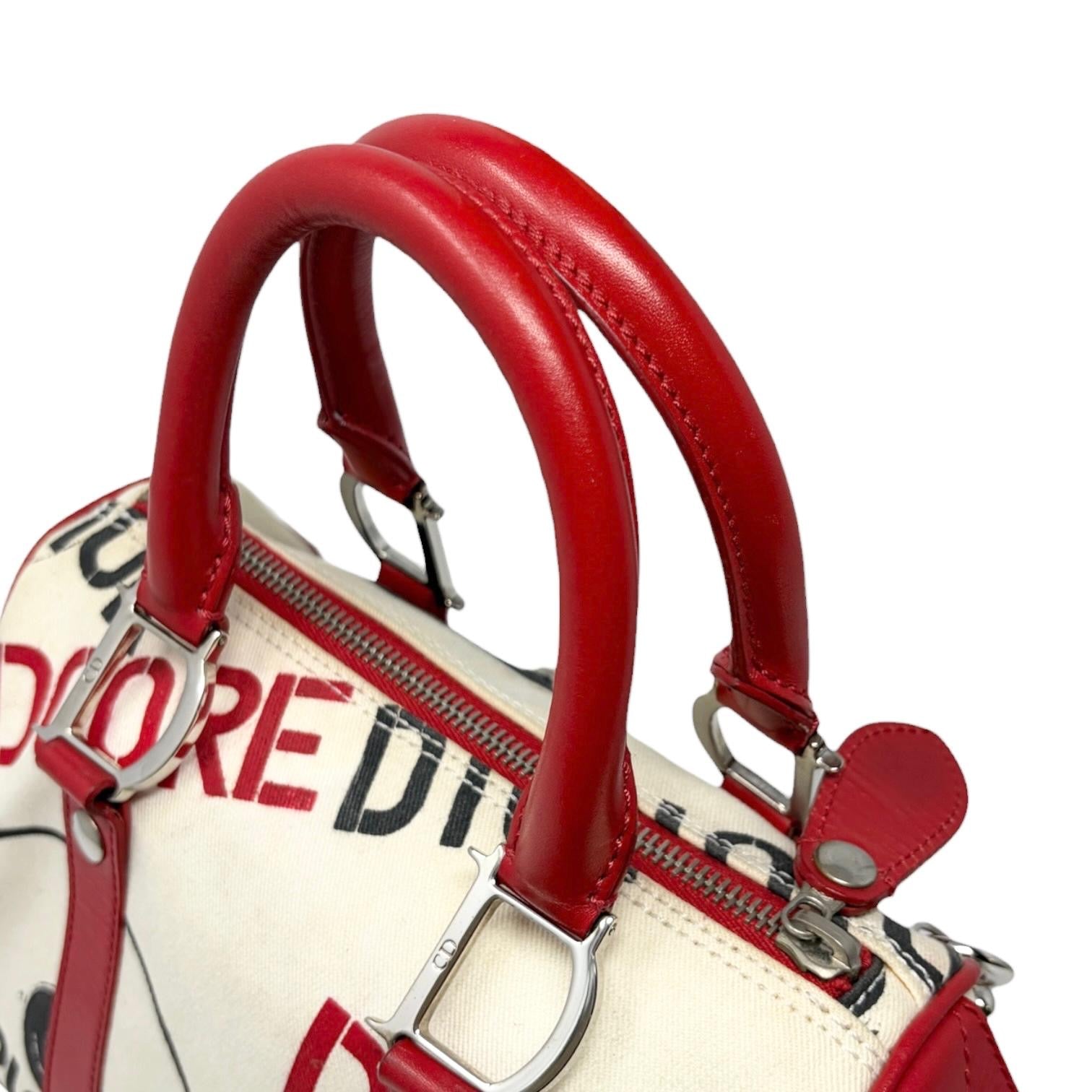 Dior White Hardcore Mini Boston Bag