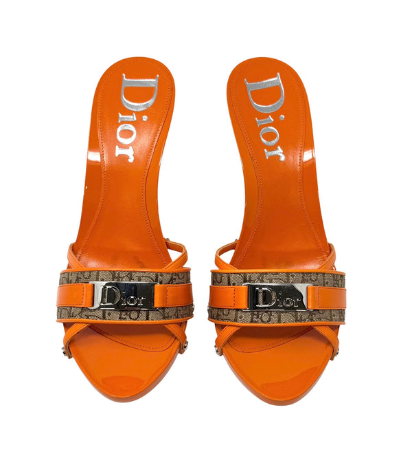 Dior Orange Logo Platform Heels