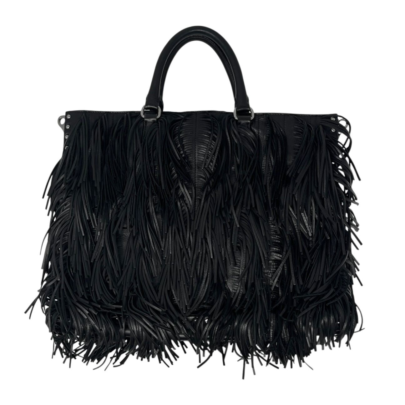 Prada Black Fringe Leather Shoulder Bag