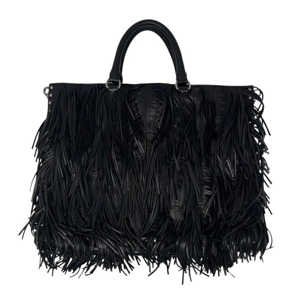 Prada Black Fringe Leather Shoulder Bag