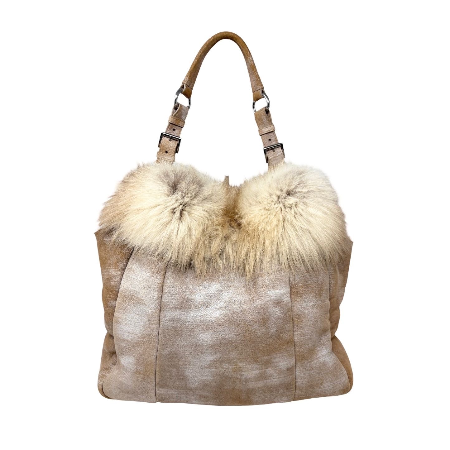 Prada Shearling Fox Shoulder Bag