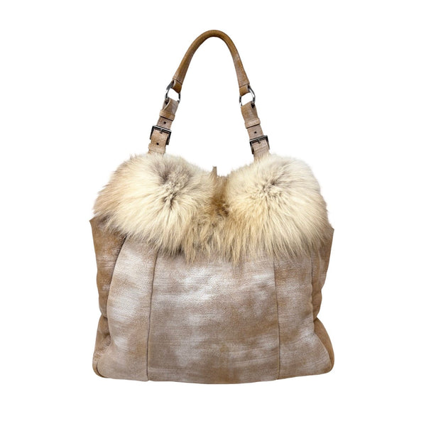 Prada Shearling Fox Shoulder Bag