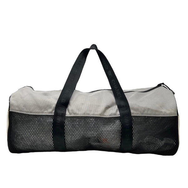 chanel travel ligne duffel bag Chanel White Logo Duffle Bag – Treasures of NYC