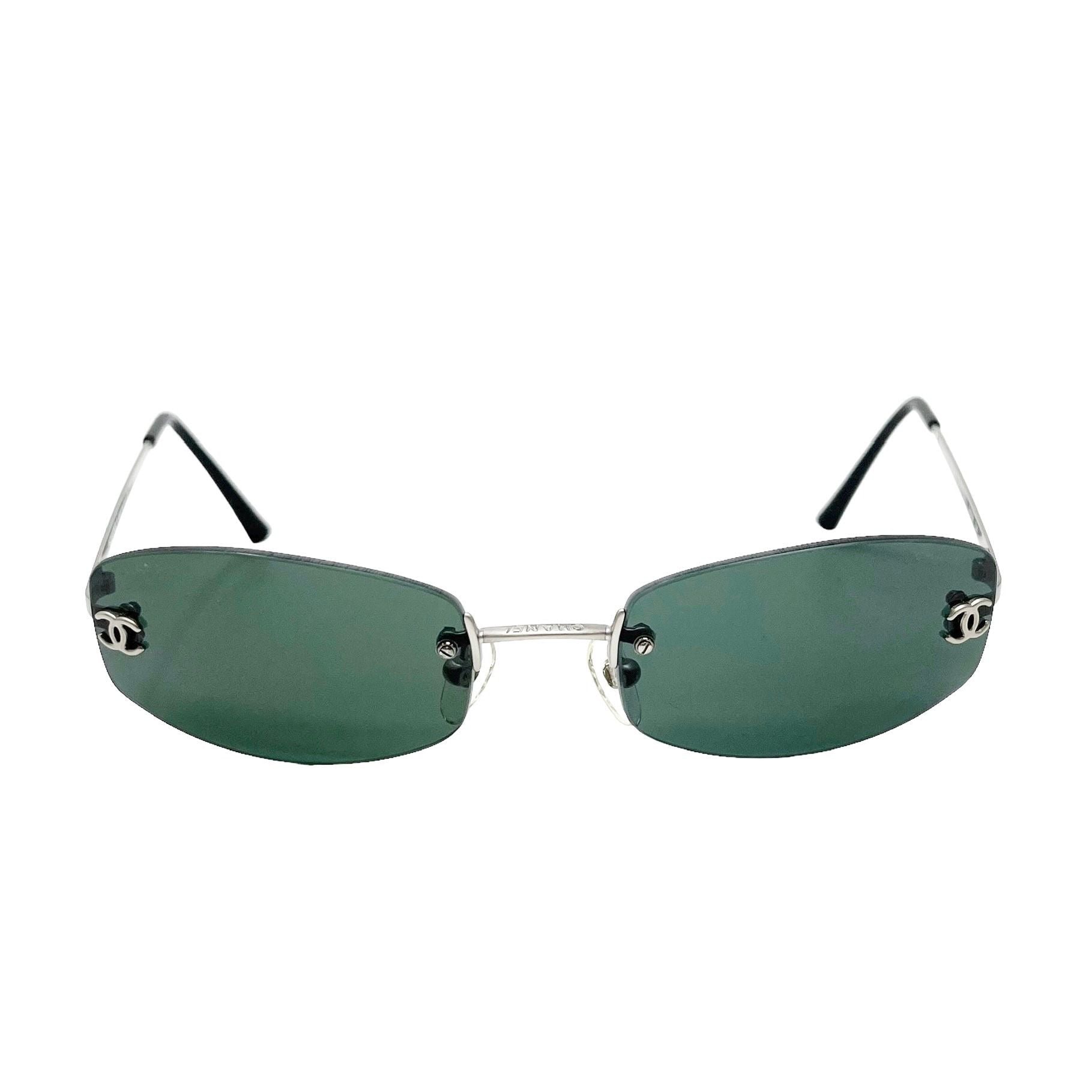 Chanel Turquoise Mini Oval Sunglasses