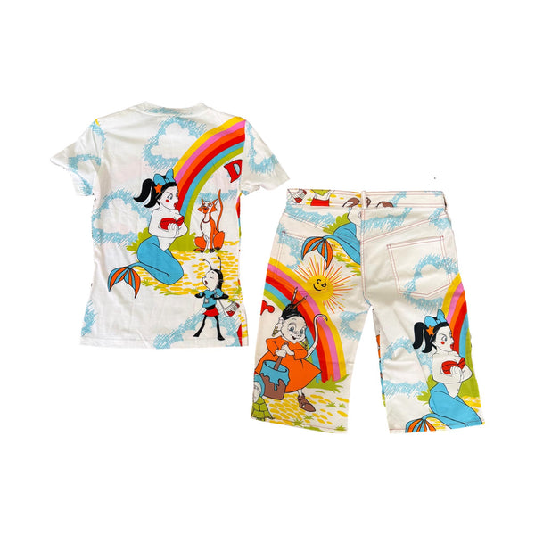Dior Cartoon Print Short Set