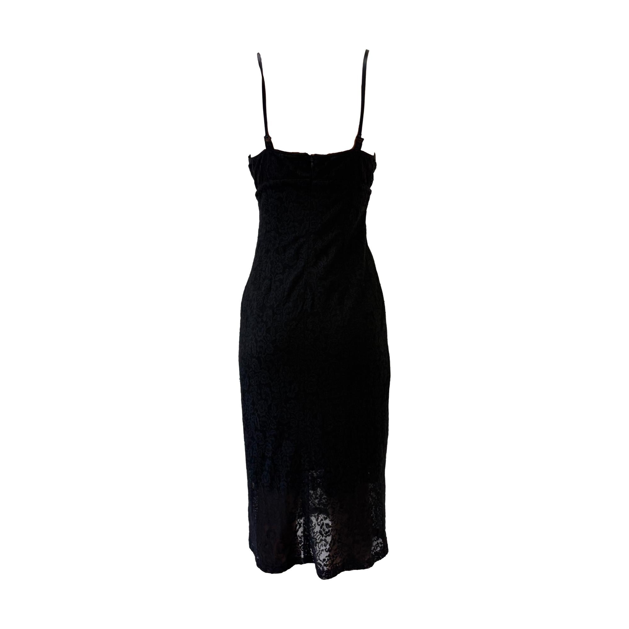 Dolce & Gabbana Black Floral Lace Slip Dress