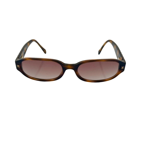 Chanel Brown Tortoise Rhinestone Sunglasses