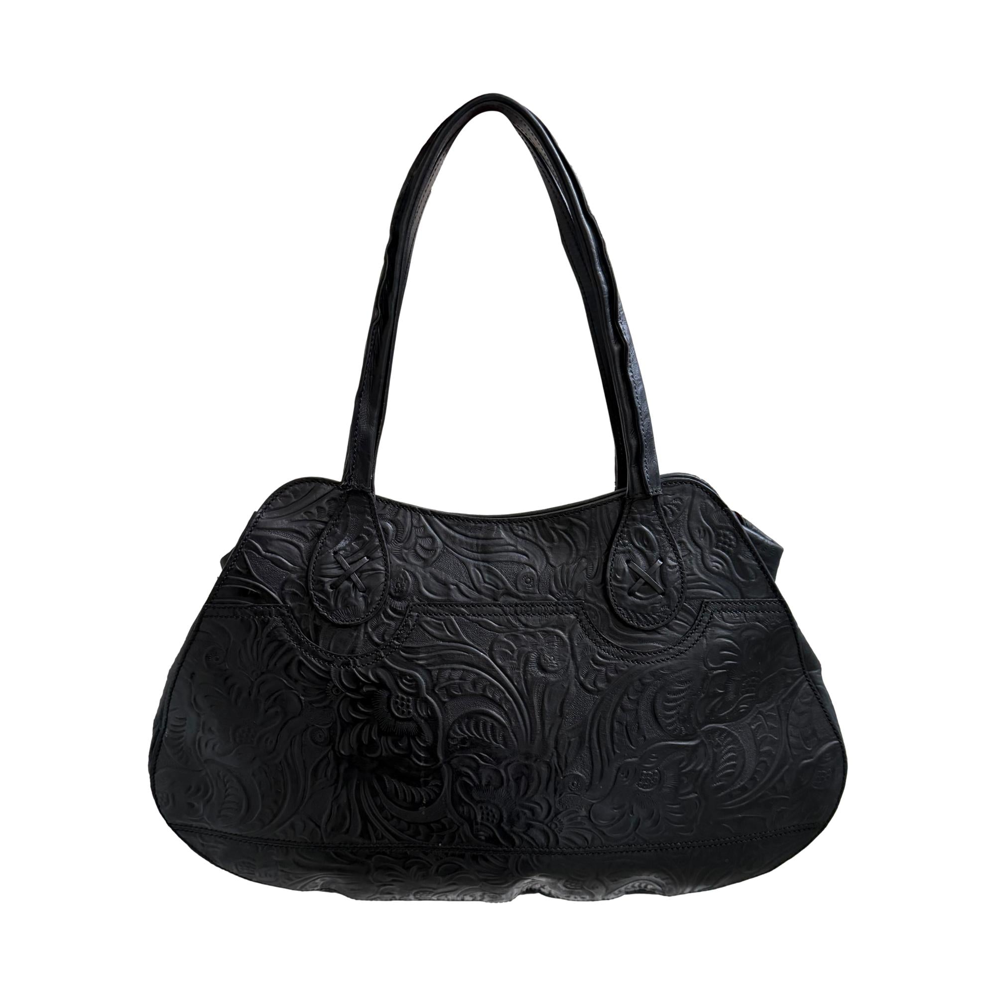 Fendi Black Embossed Large Shoulder Bag