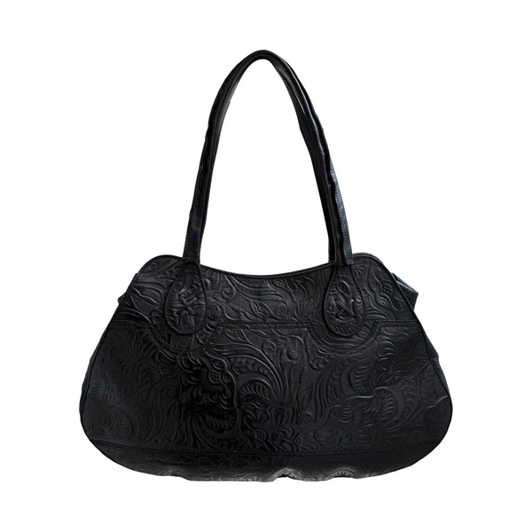 Fendi Black Embossed Large Shoulder Bag