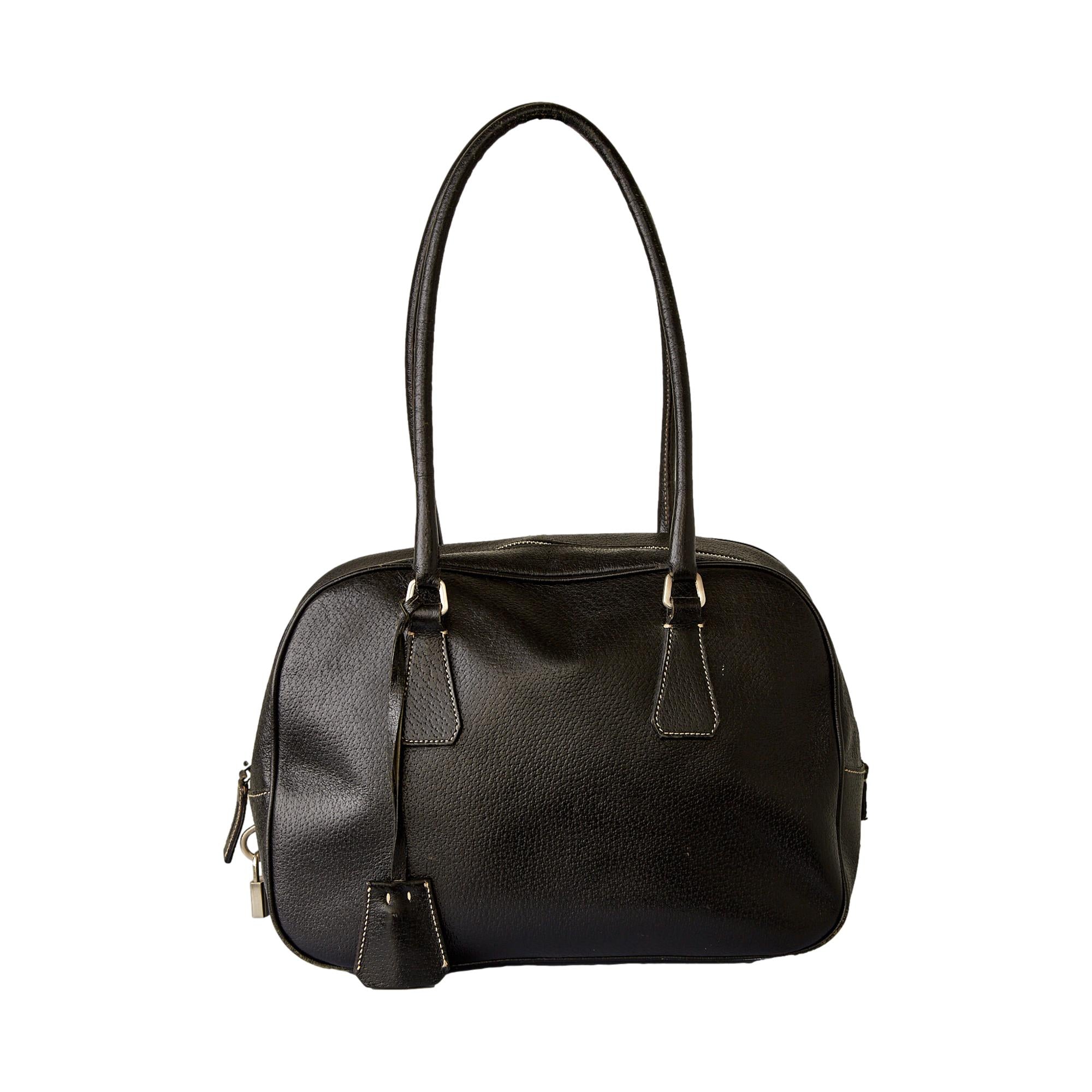 Prada Black Leather Shoulder Bag