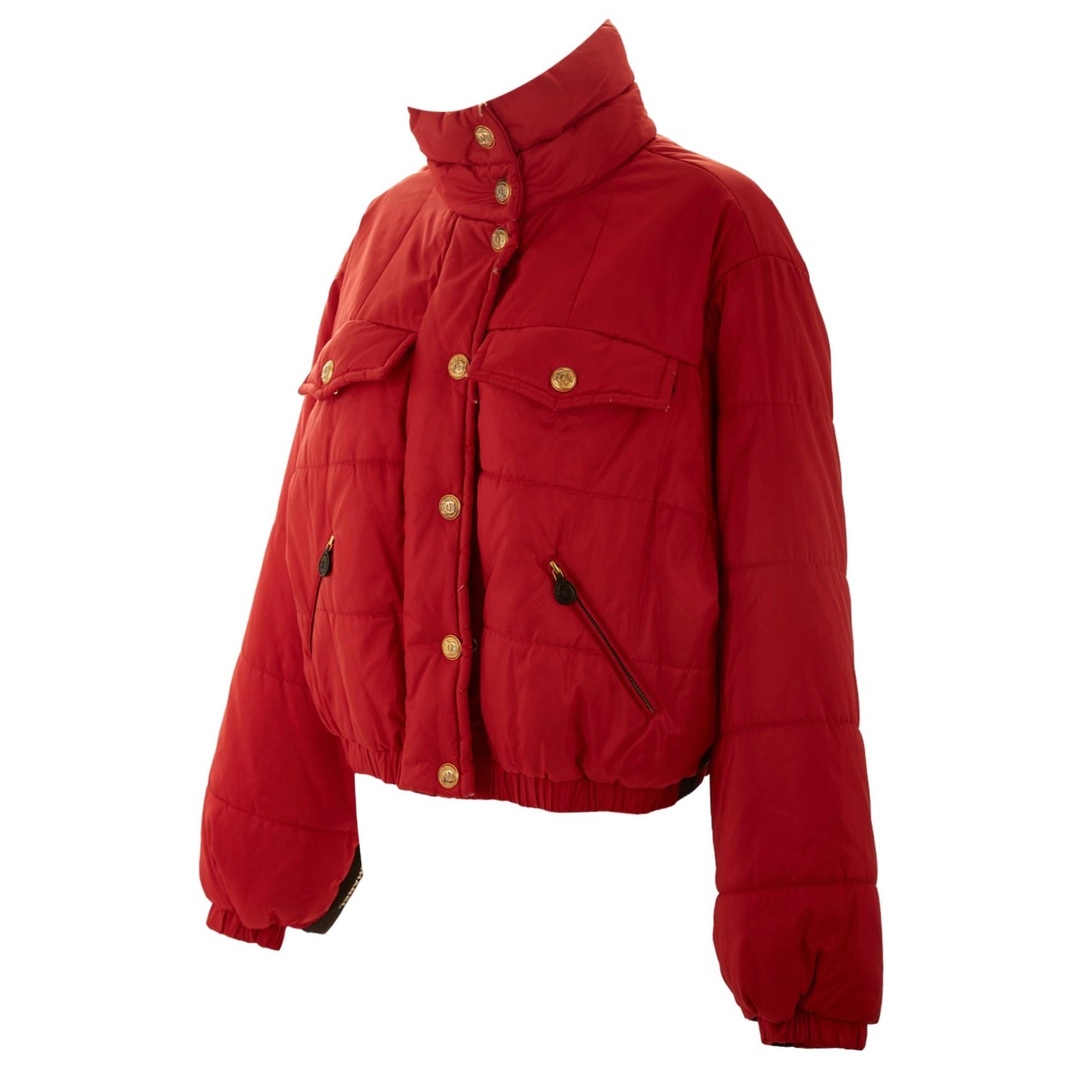 Chanel Red Logo Puffer Jacket