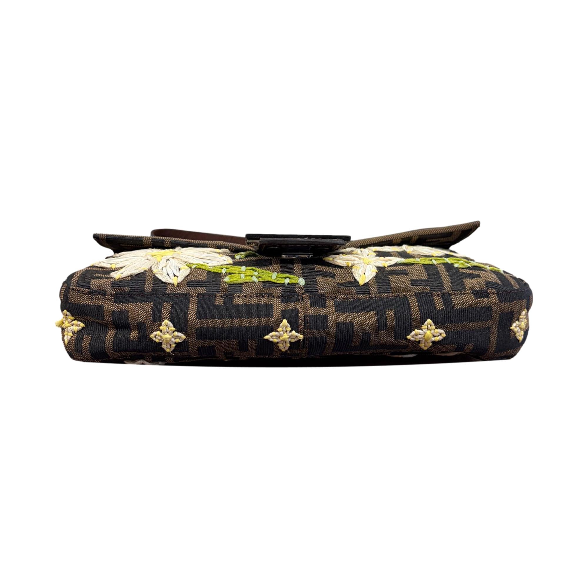 Fendi Logo Floral Baguette