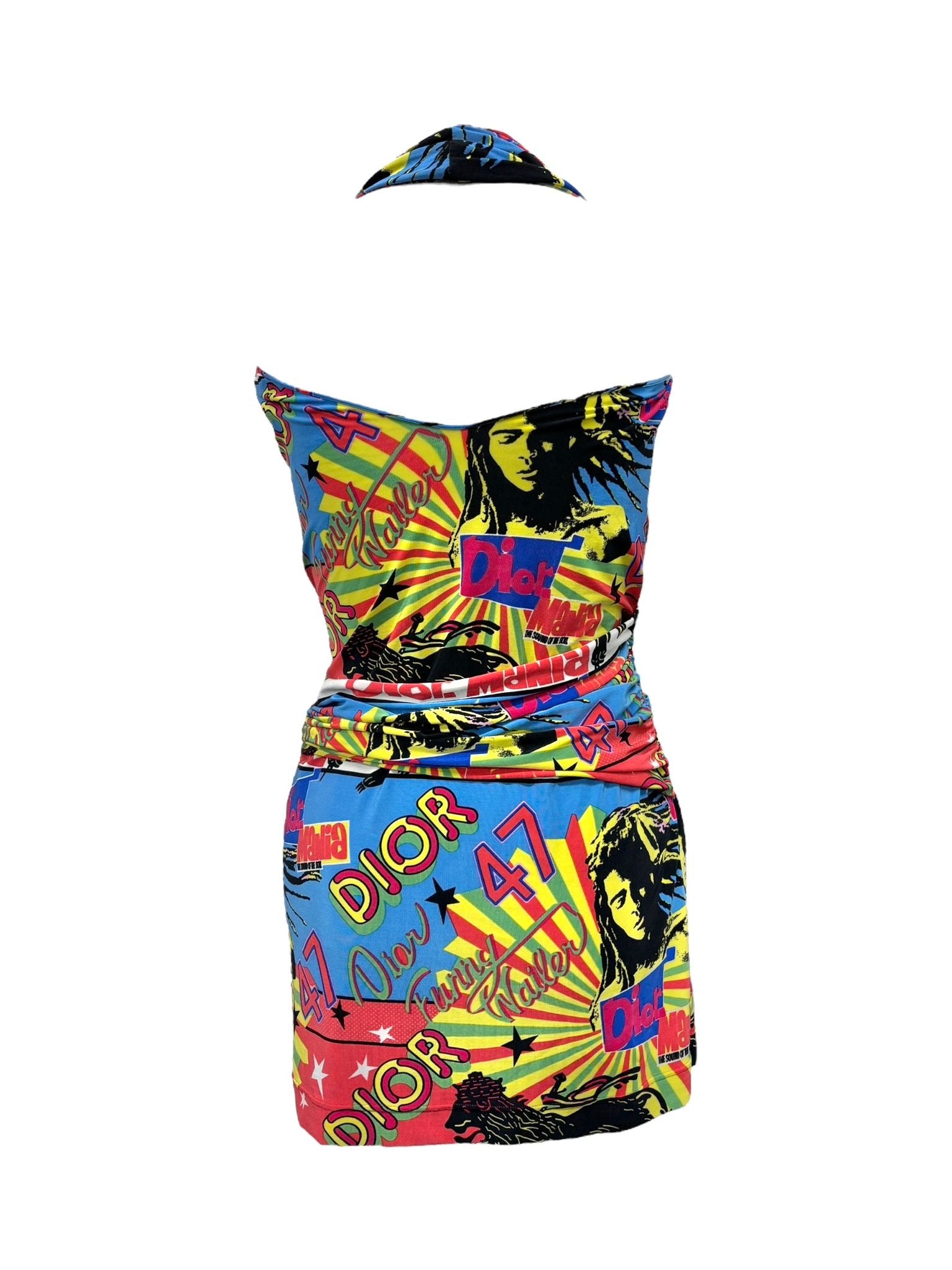 Dior Rasta Graphic Print Mini Halter Dress Dior Rasta Graphic Print Mini Halter Dress