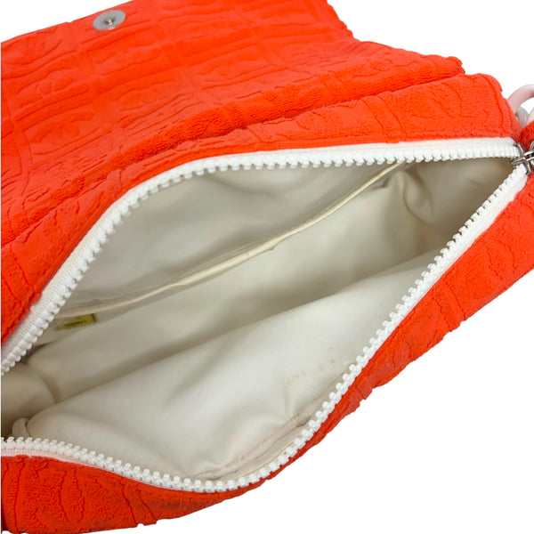 Chanel Orange Logo Terrycloth Shoulder Bag