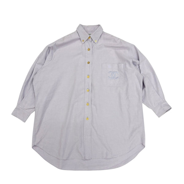 Chanel Purple Oversized Logo Button Down