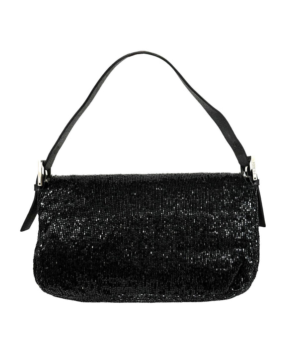 Fendi Black Beaded Baguette Bag