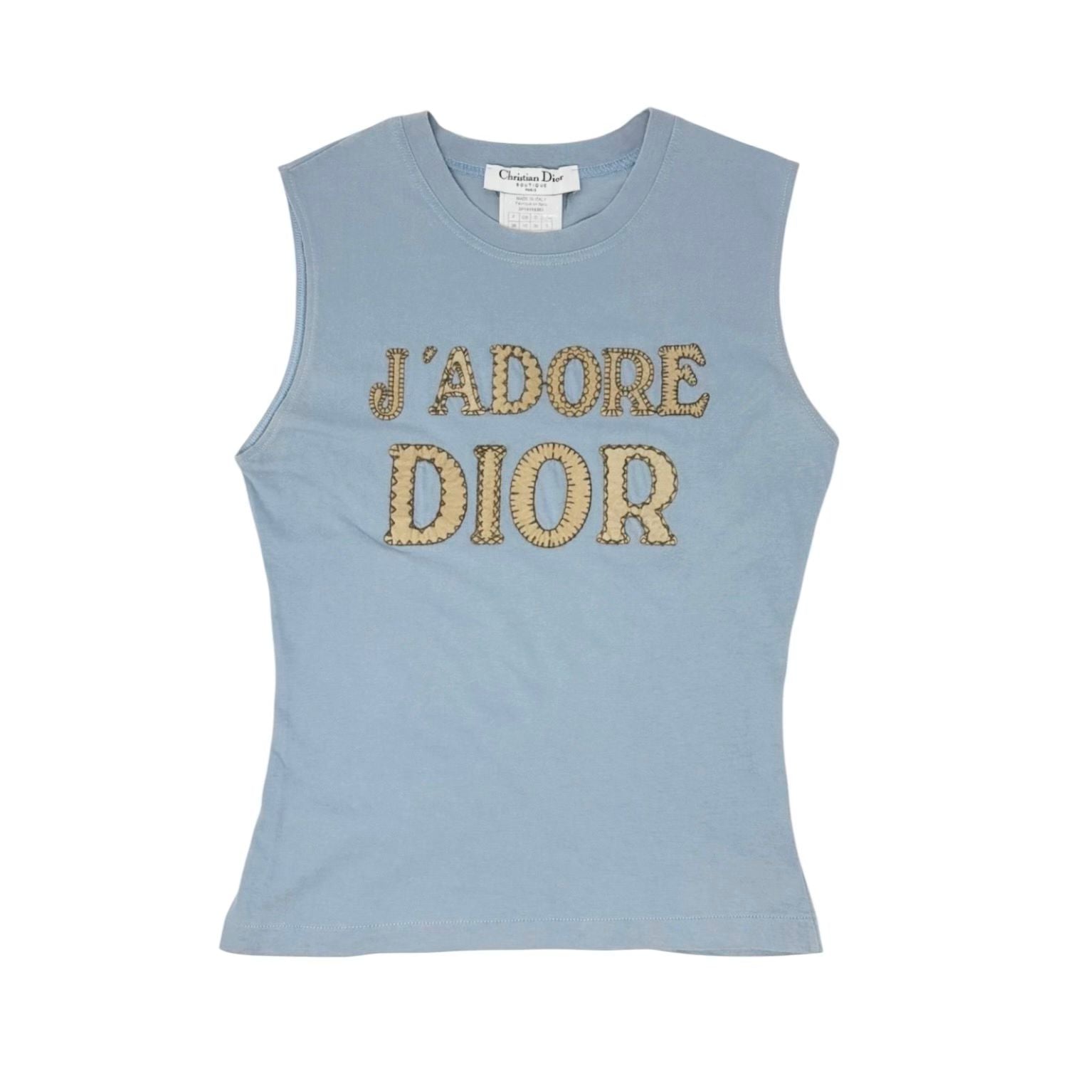 Dior 'J'Adore' Baby Blue Stitched Tank