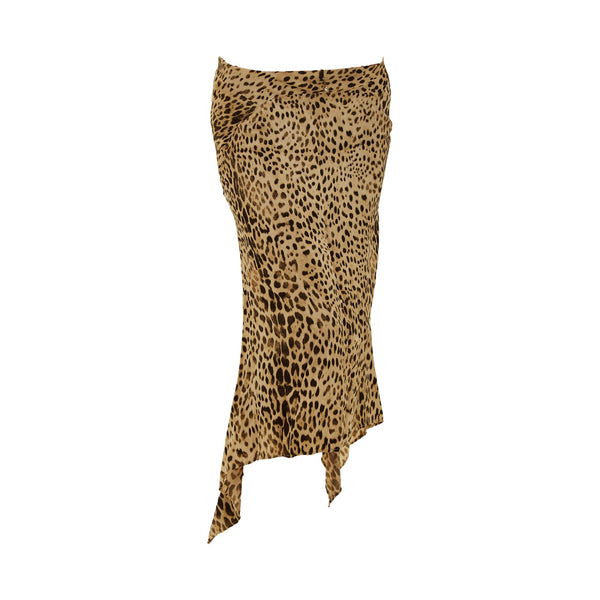 Roberto Cavalli Leopard Print Silk Skirt