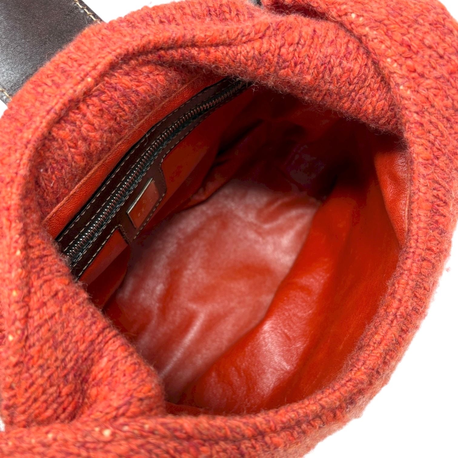 Fendi Orange Knit Baguette Bag