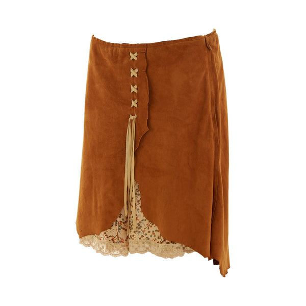 Dolce & Gabbana Brown Suede Layered Skirt