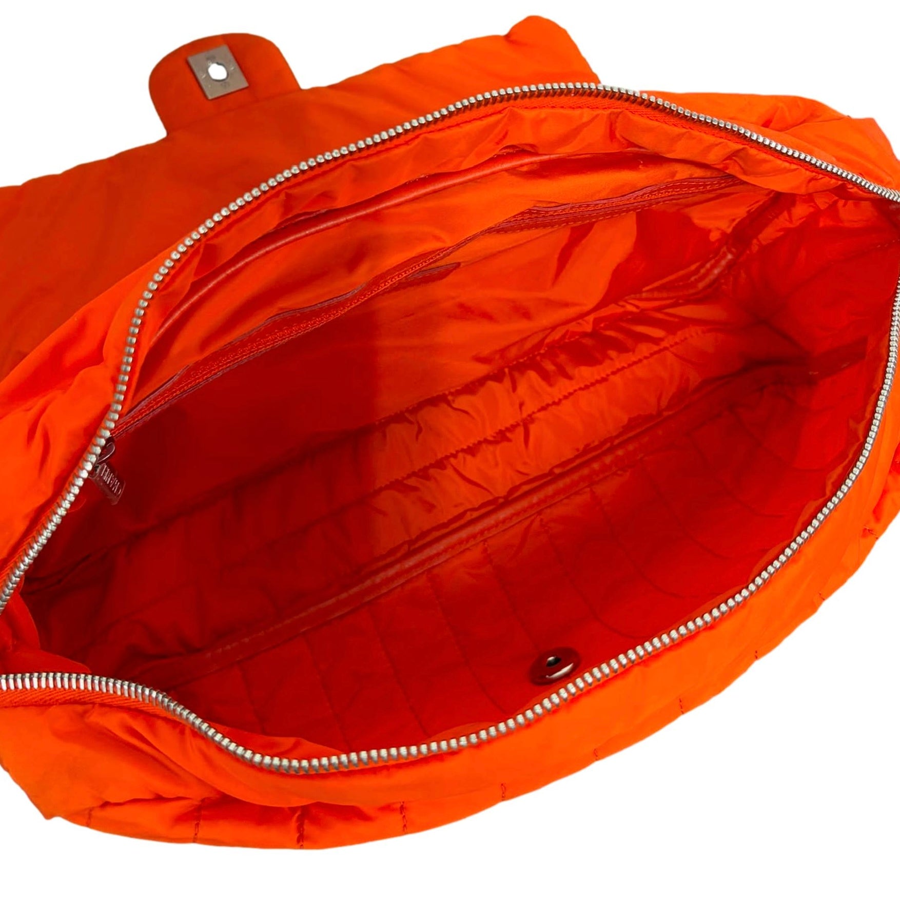 Chanel Orange Maxi Nylon Flap Bag