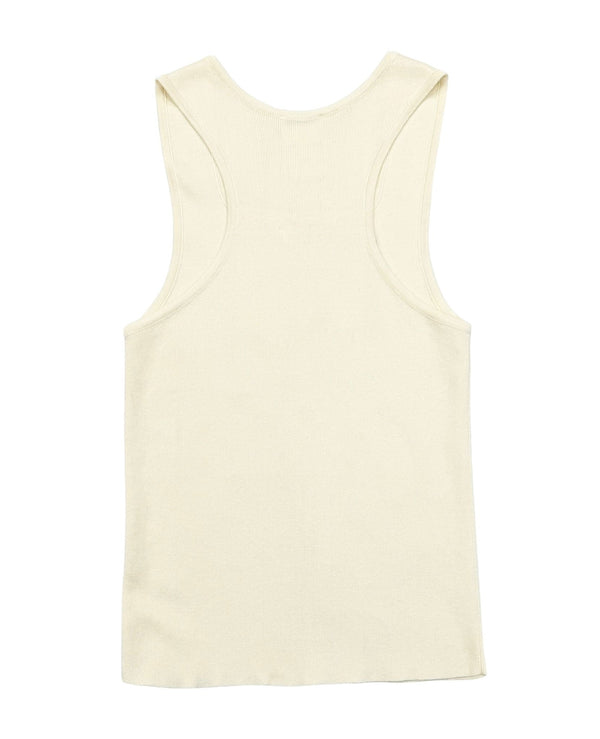 Chanel White Logo Ribbed Tank