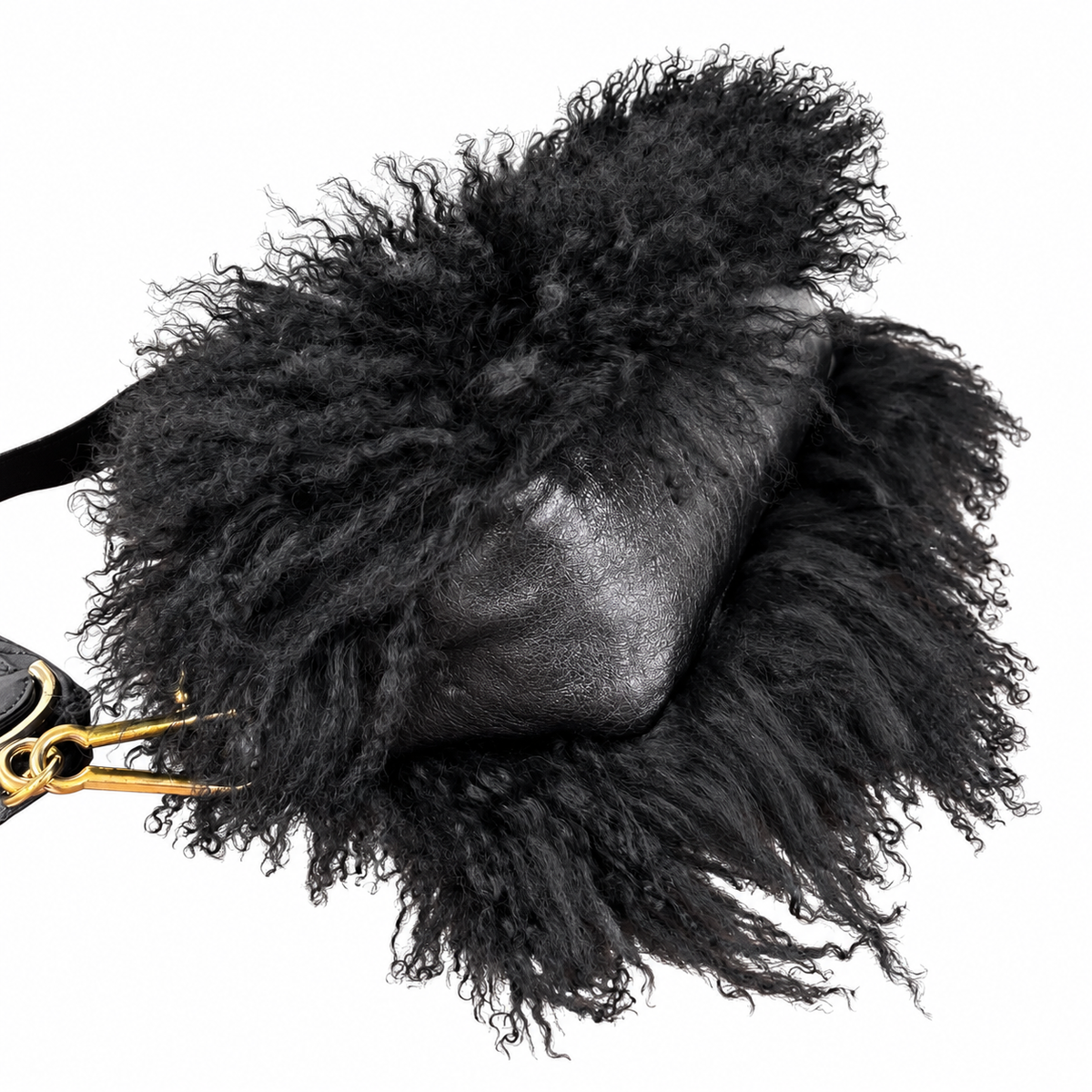 Chanel Black Mongolian Fur Shoulder Bag